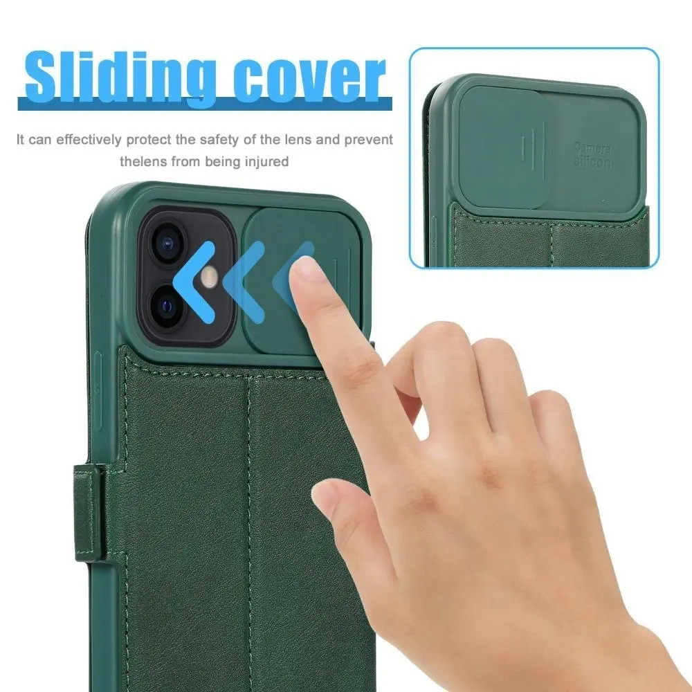 Card-Slot Phone Case With Slide Camera Cover For iPhone 6/7/8/11/12/13