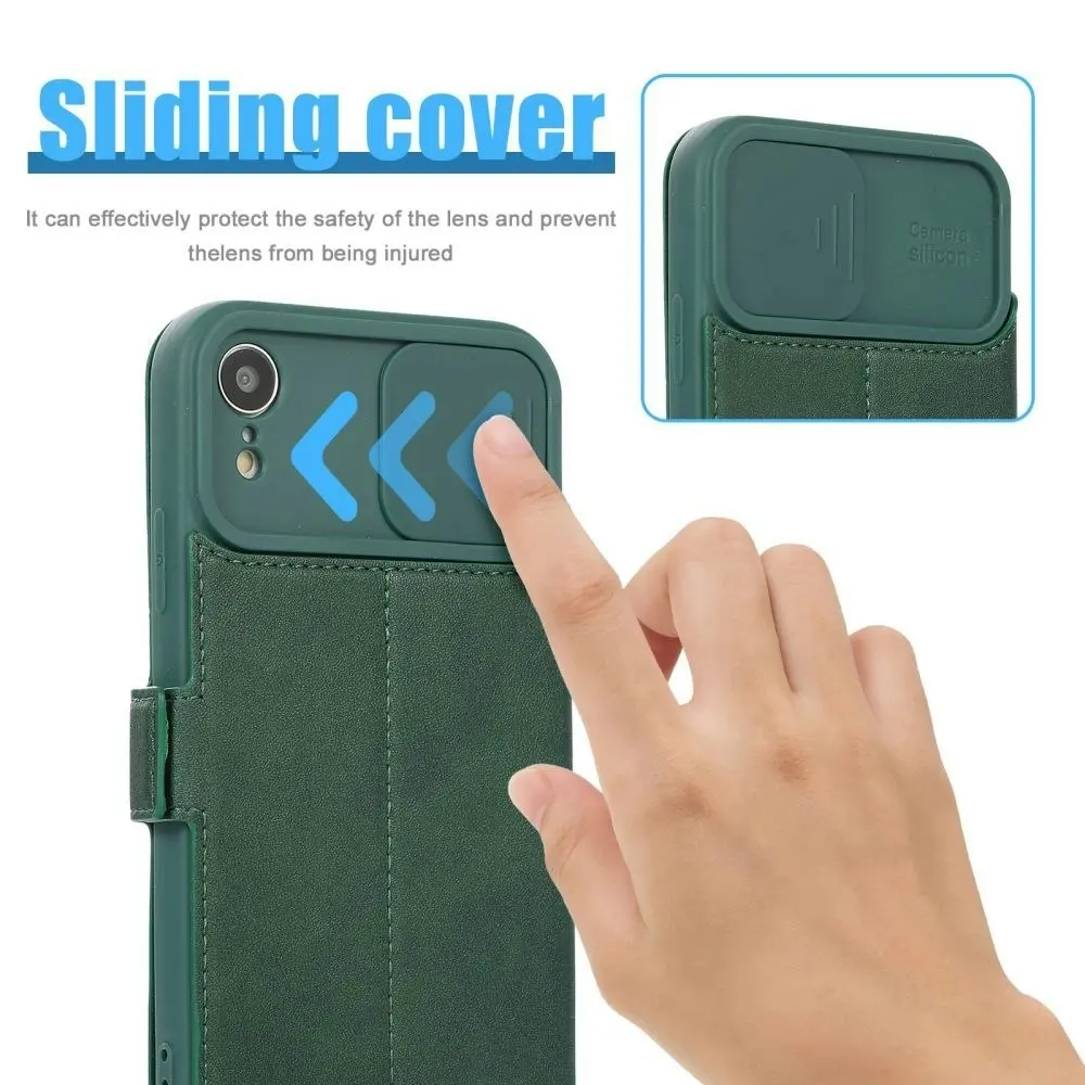 Card-Slot Phone Case With Slide Camera Cover For iPhone 6/7/8/11/12/13