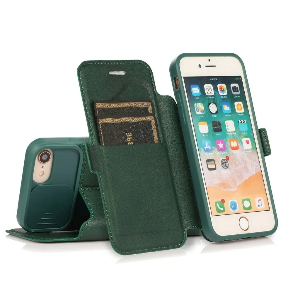 Card-Slot Phone Case With Slide Camera Cover For iPhone 6/7/8/11/12/13