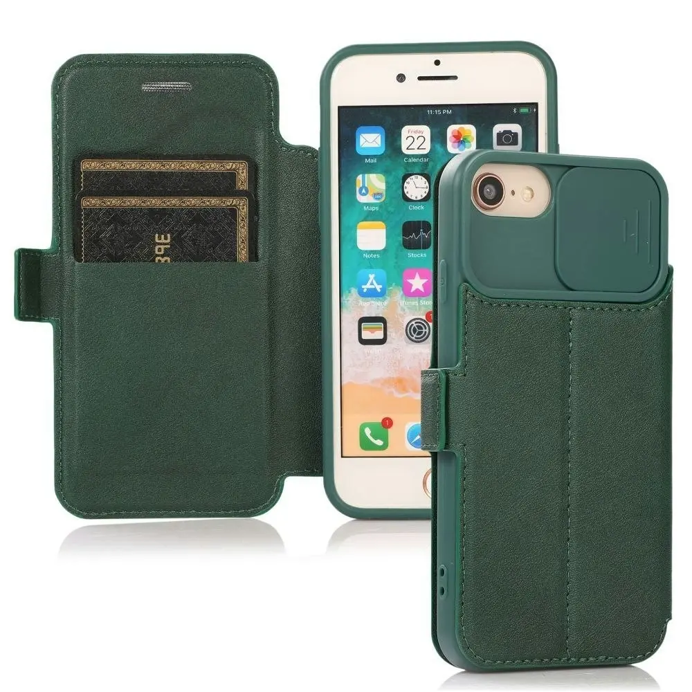 Card-Slot Phone Case With Slide Camera Cover For iPhone 6/7/8/11/12/13