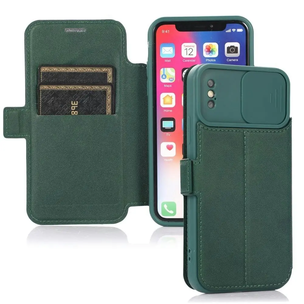 Card-Slot Phone Case With Slide Camera Cover For iPhone 6/7/8/11/12/13