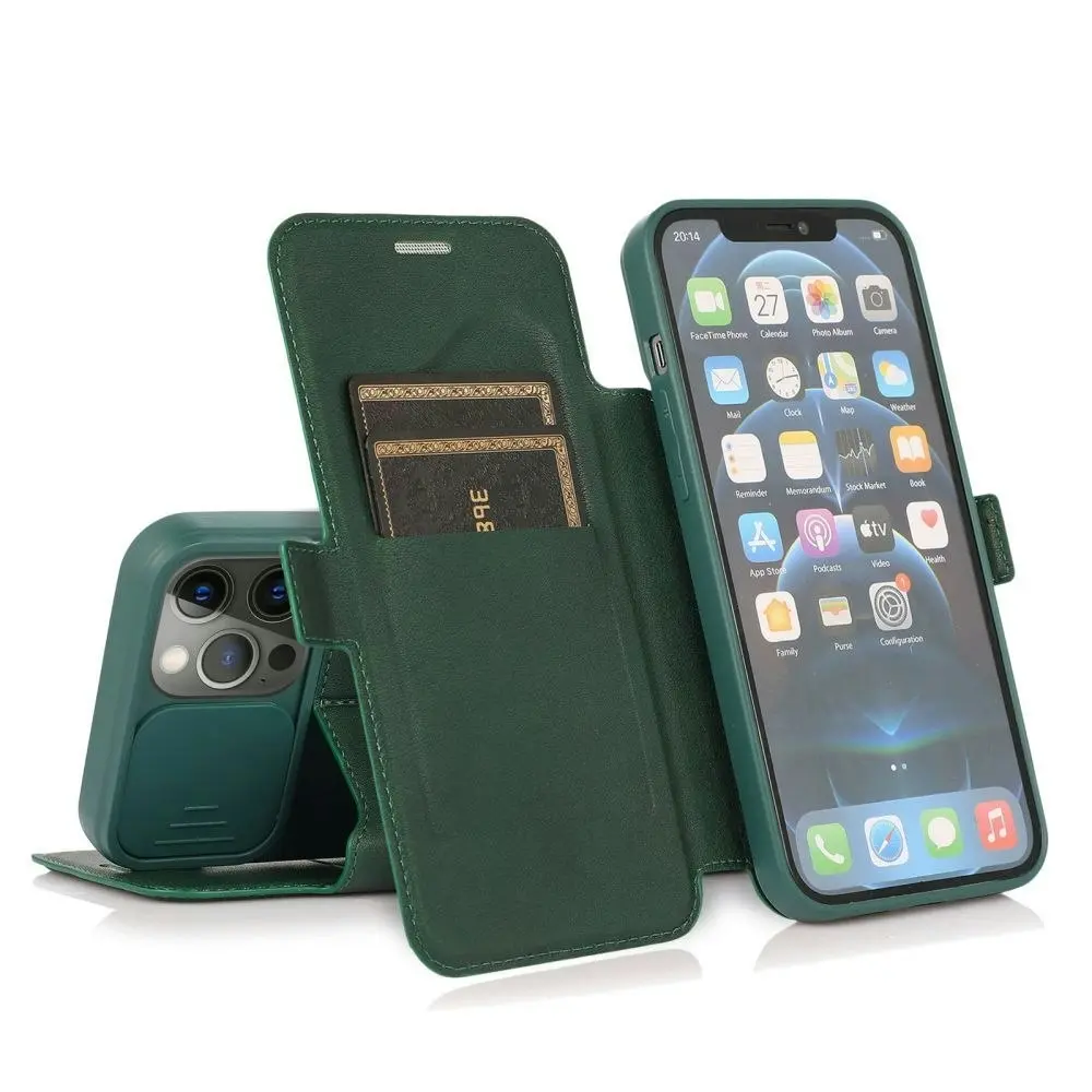 Card-Slot Phone Case With Slide Camera Cover For iPhone 6/7/8/11/12/13