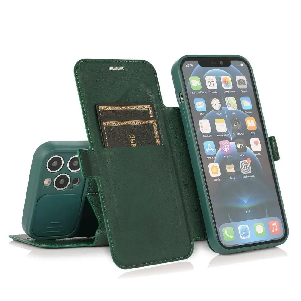 Card-Slot Phone Case With Slide Camera Cover For iPhone 6/7/8/11/12/13