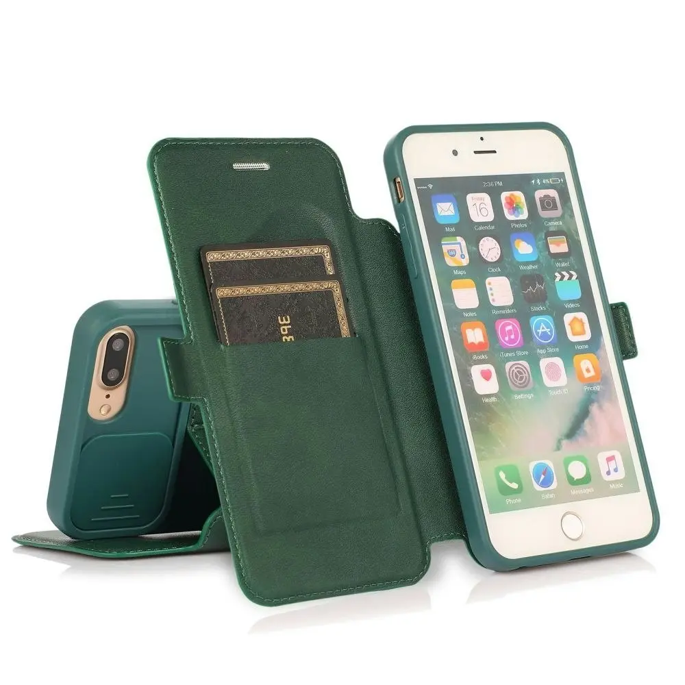 Card-Slot Phone Case With Slide Camera Cover For iPhone 6/7/8/11/12/13