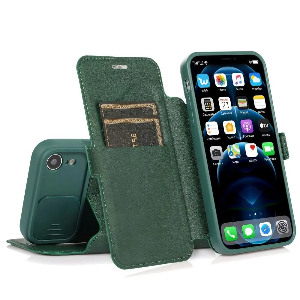 Card-Slot Phone Case With Slide Camera Cover For iPhone 6/7/8/11/12/13