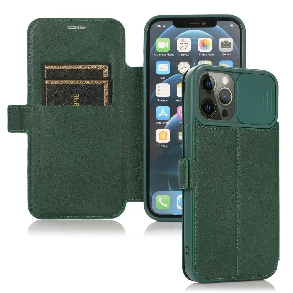 Card-Slot Phone Case With Slide Camera Cover For iPhone 6/7/8/11/12/13