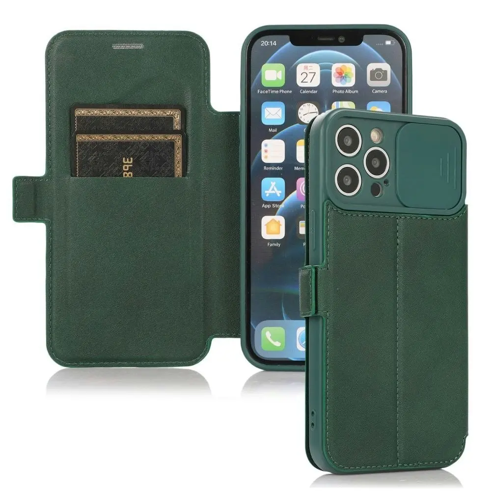 Card-Slot Phone Case With Slide Camera Cover For iPhone 6/7/8/11/12/13