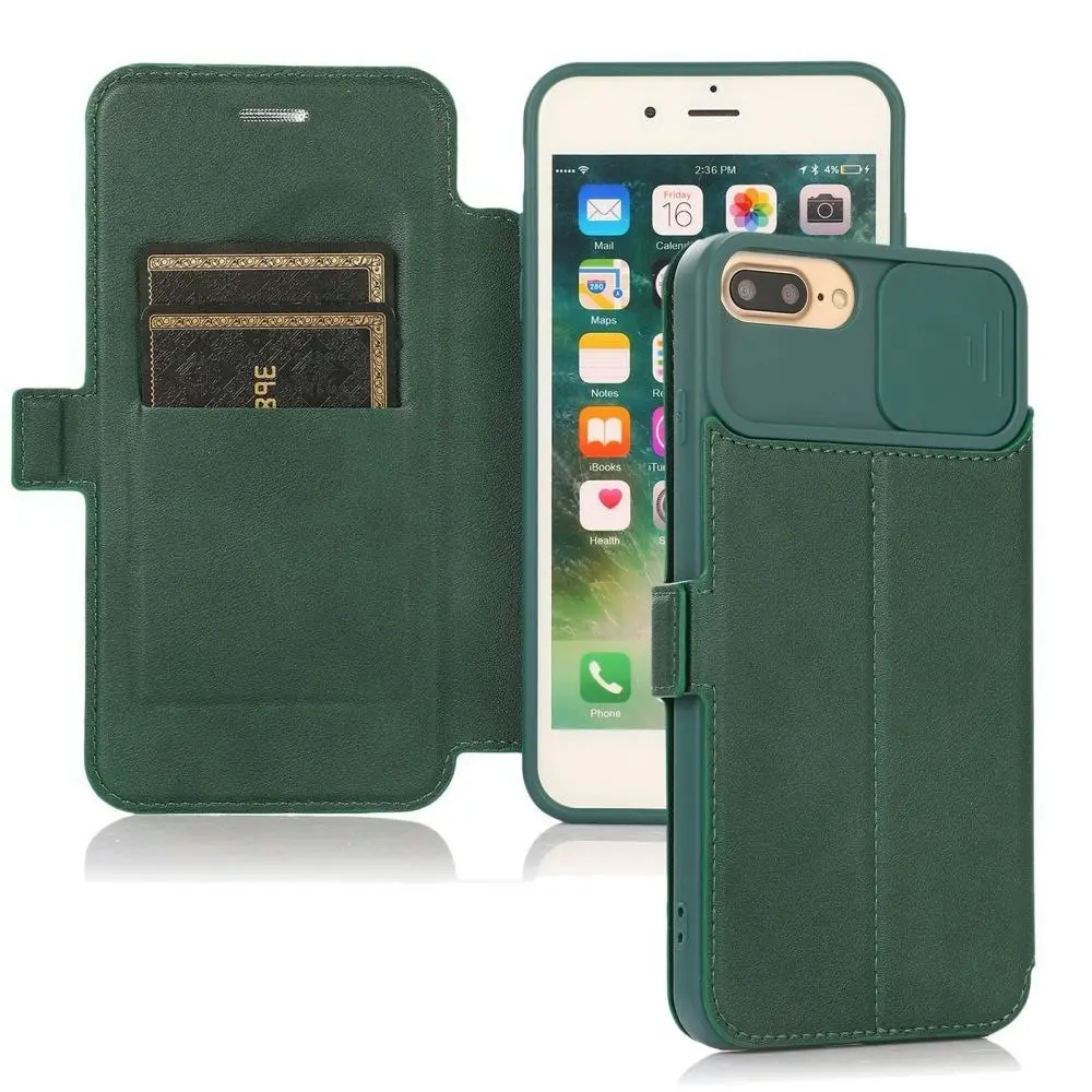 Card-Slot Phone Case With Slide Camera Cover For iPhone 6/7/8/11/12/13