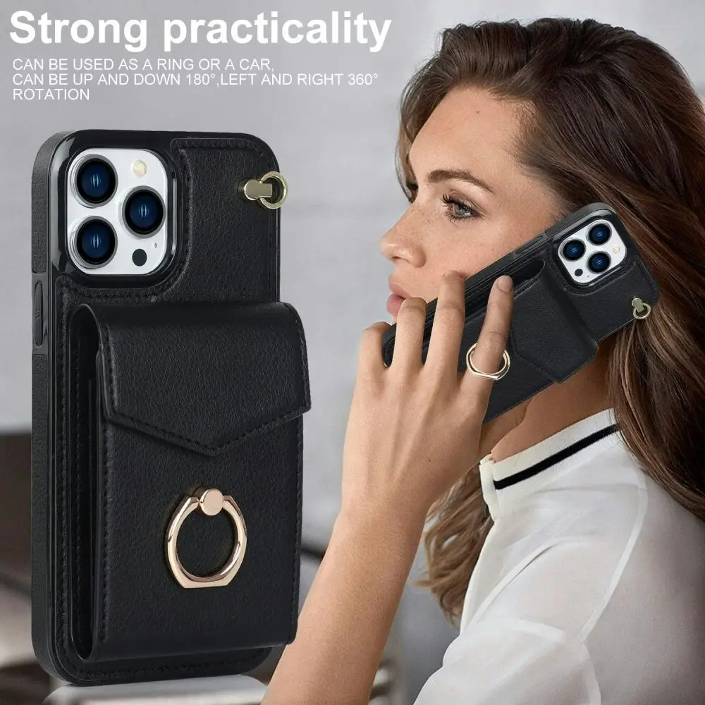 iPhone Wallet With Card Holder and 360¡ãRotation Finger Ring for iphone