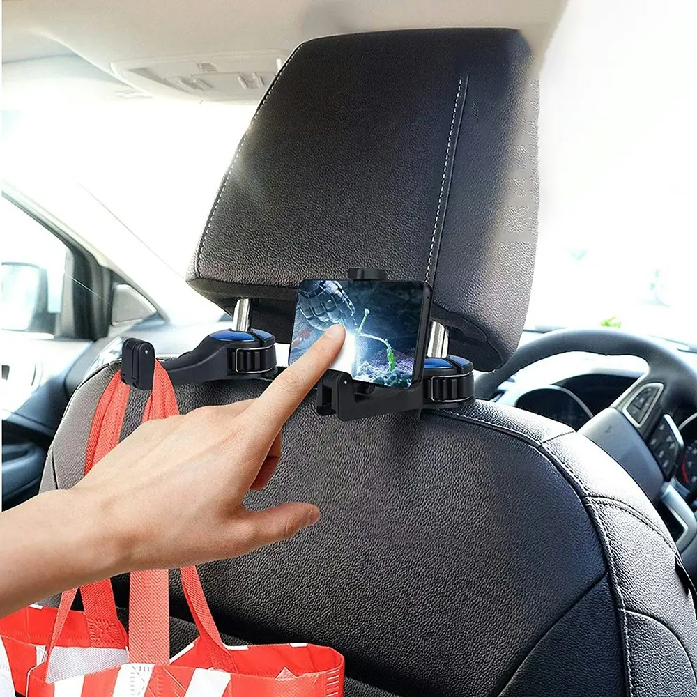 2pcs Car multi-function mobile phone holder rear headrest hook