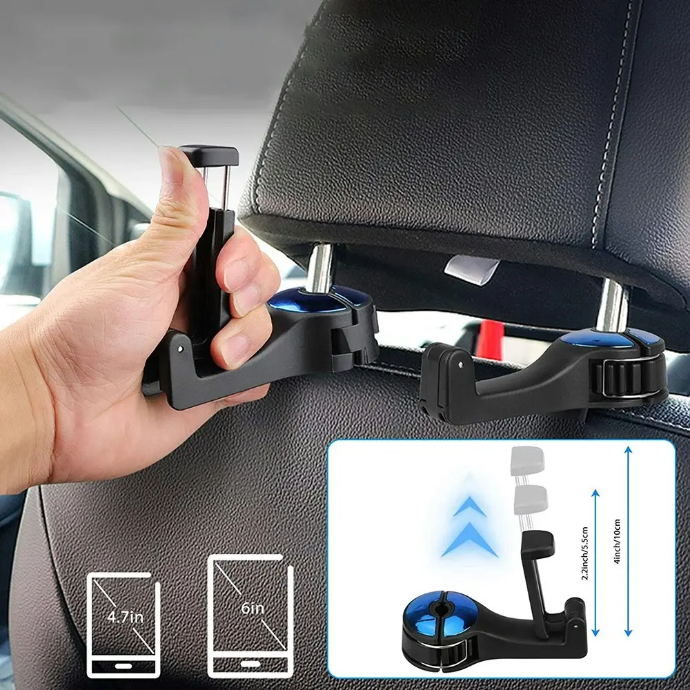 2pcs Car multi-function mobile phone holder rear headrest hook