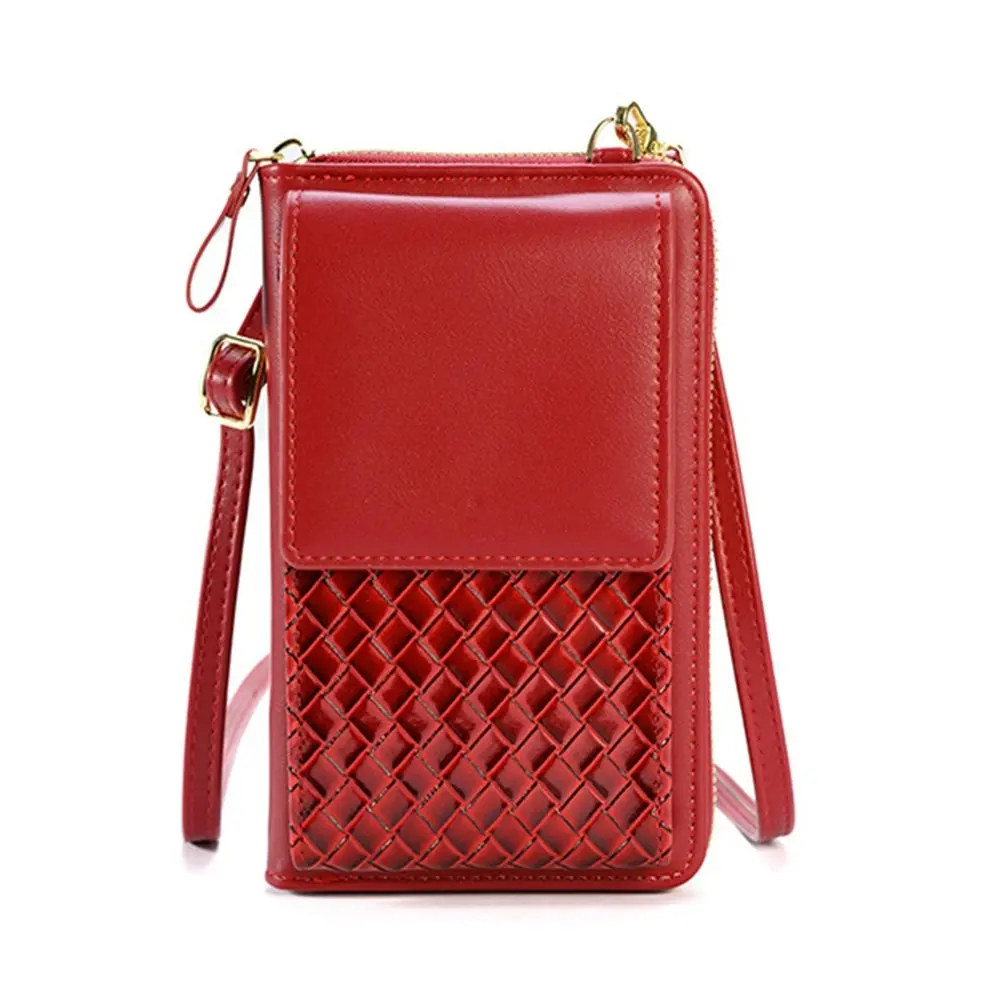 Woven leather bag crossbody phone bag for women