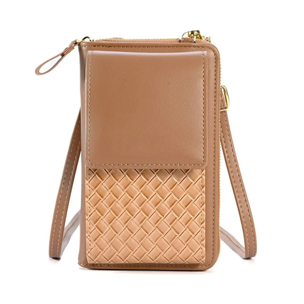 Woven leather bag crossbody phone bag for women