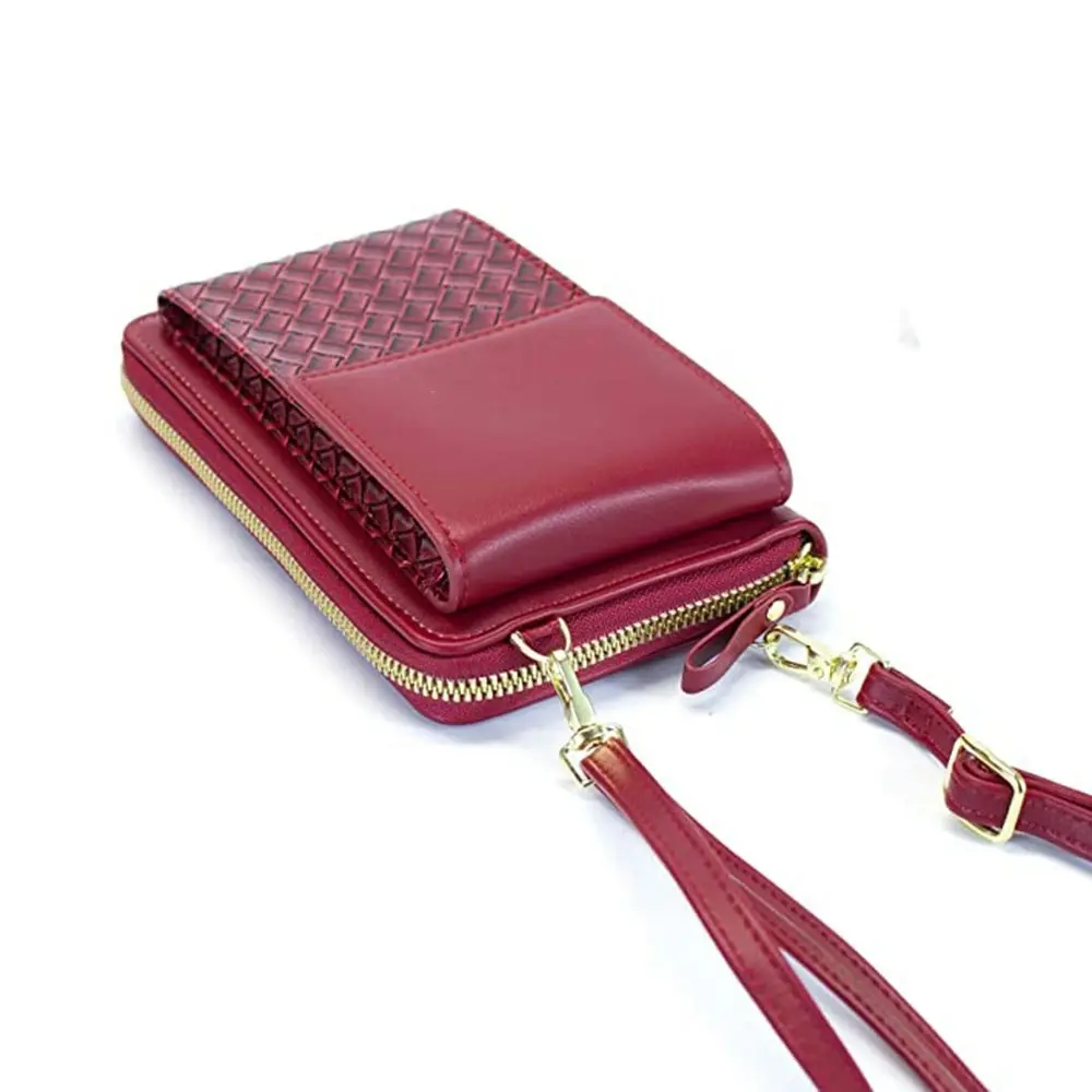 Woven leather bag crossbody phone bag for women