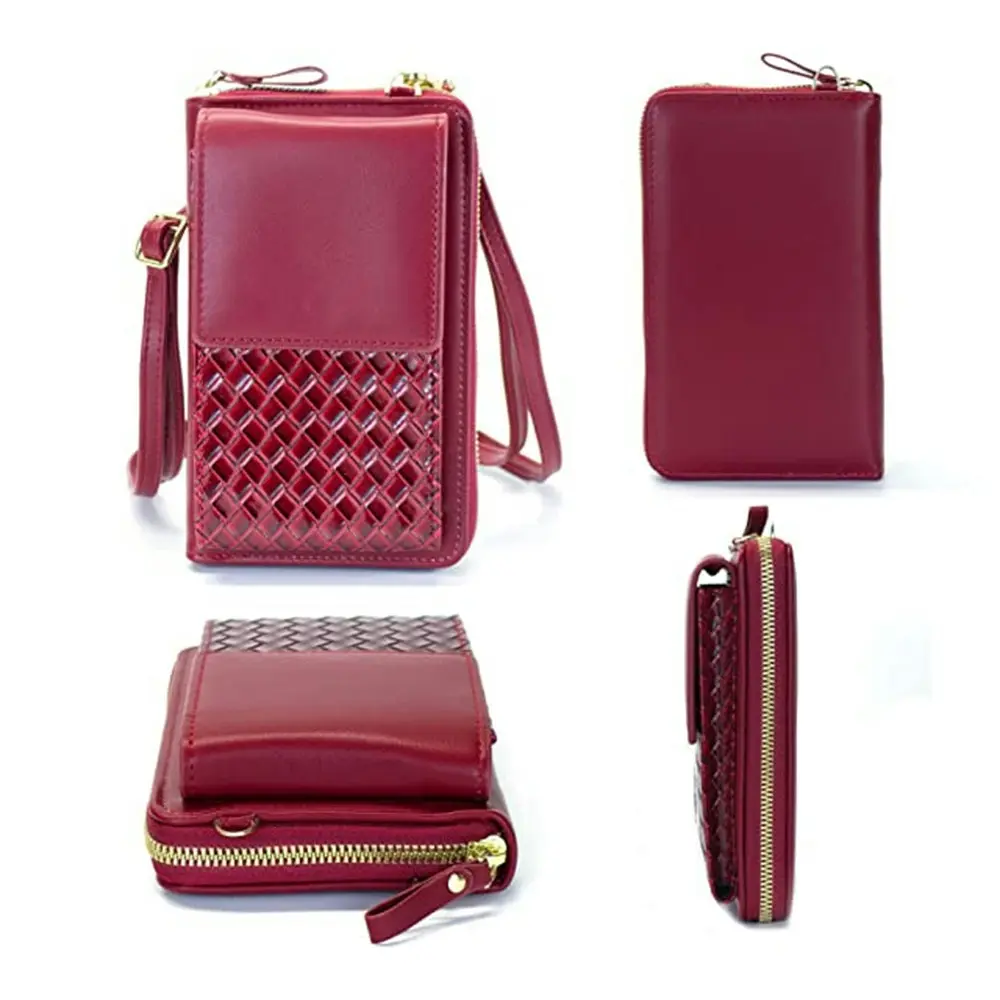 Woven leather bag crossbody phone bag for women