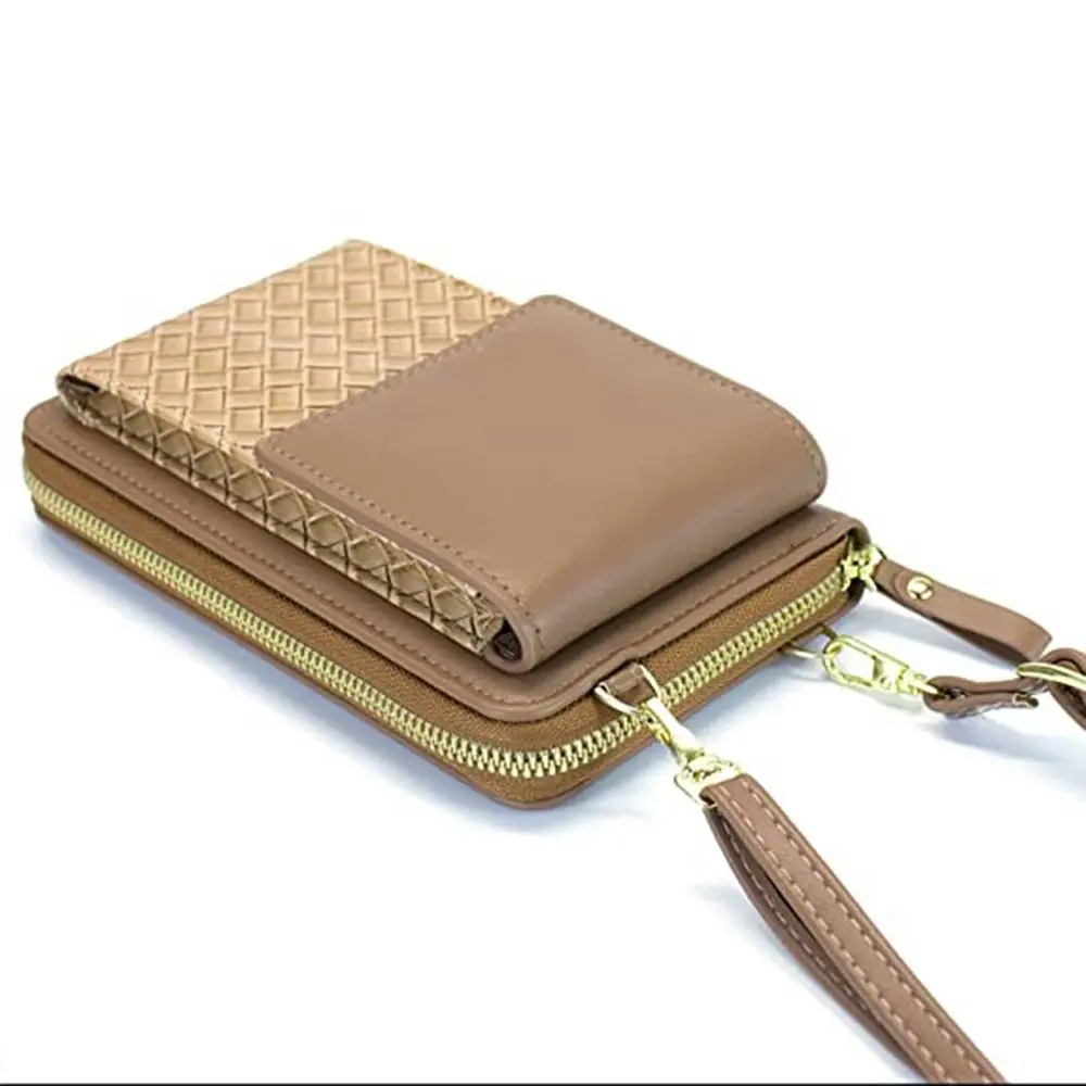 Woven leather bag crossbody phone bag for women