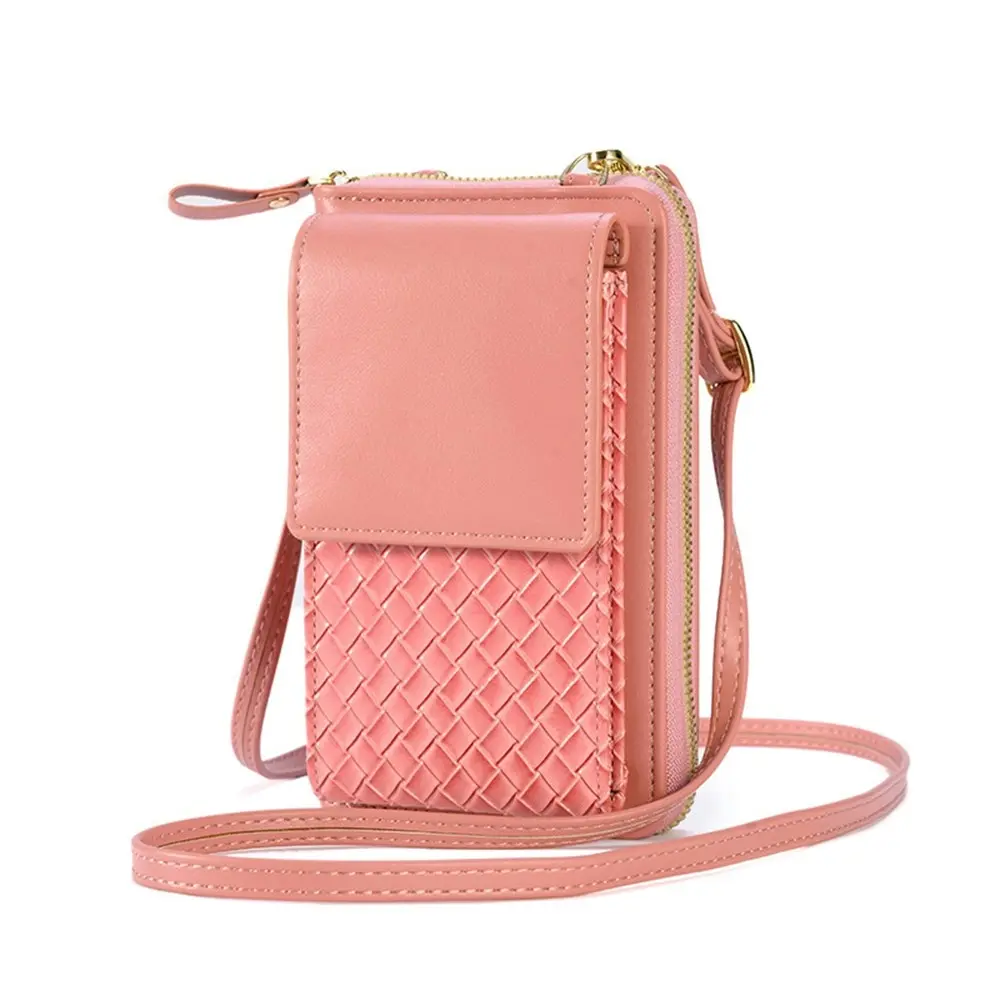 Woven leather bag crossbody phone bag for women