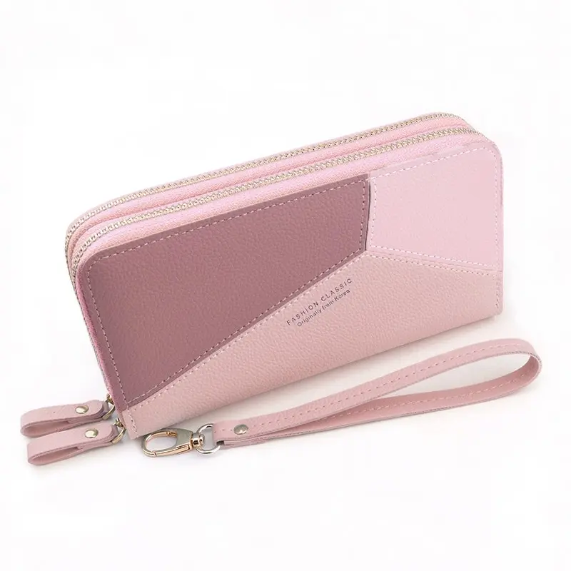 Double Zipper Wallet PU Leather Phone Bag With?Card Holder For?Women