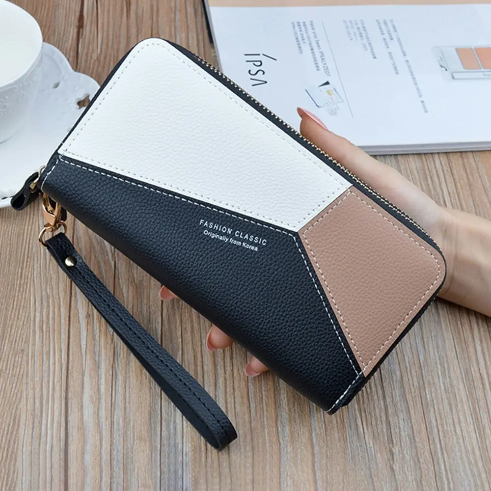 Double Zipper Wallet PU Leather Phone Bag With?Card Holder For?Women