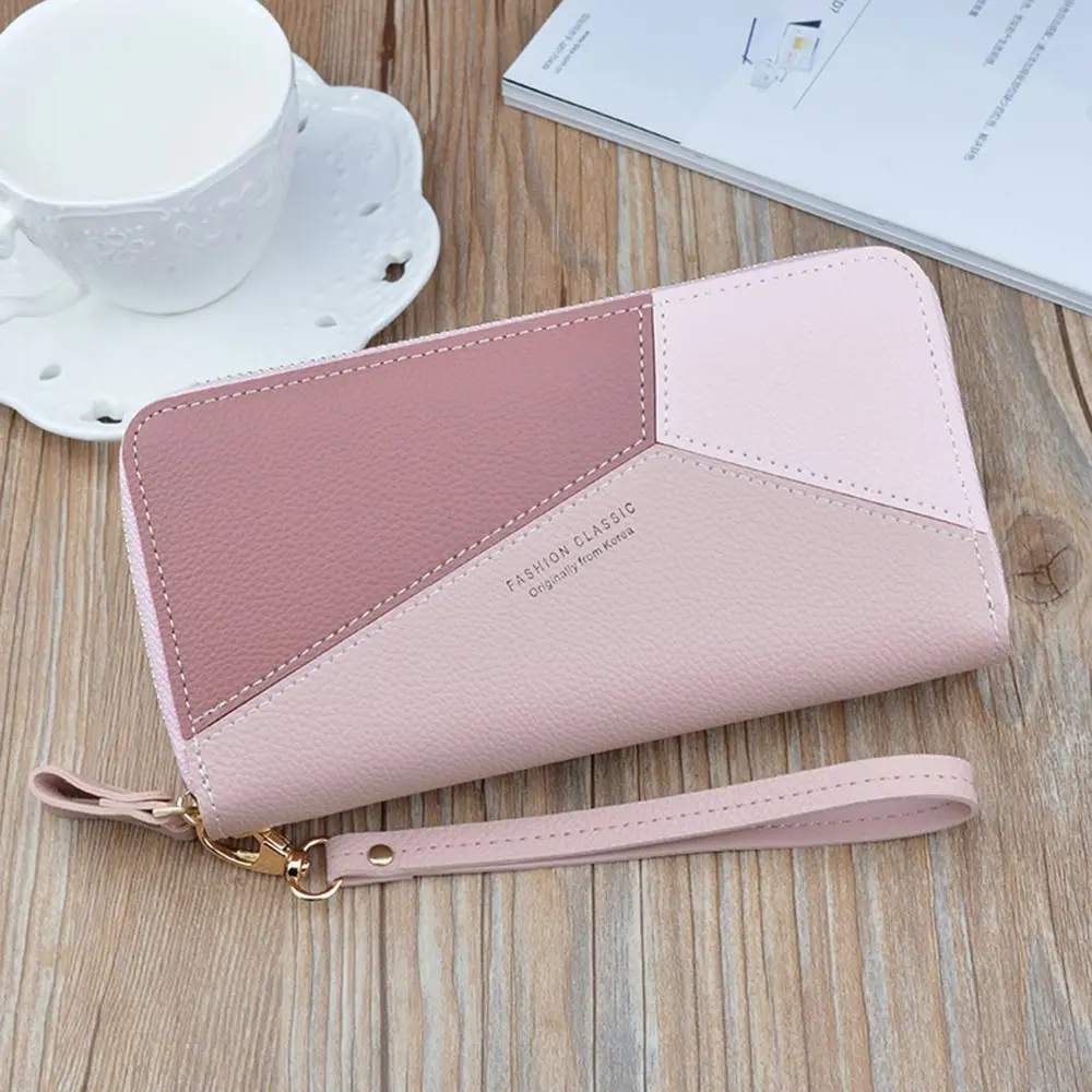 Double Zipper Wallet PU Leather Phone Bag With?Card Holder For?Women