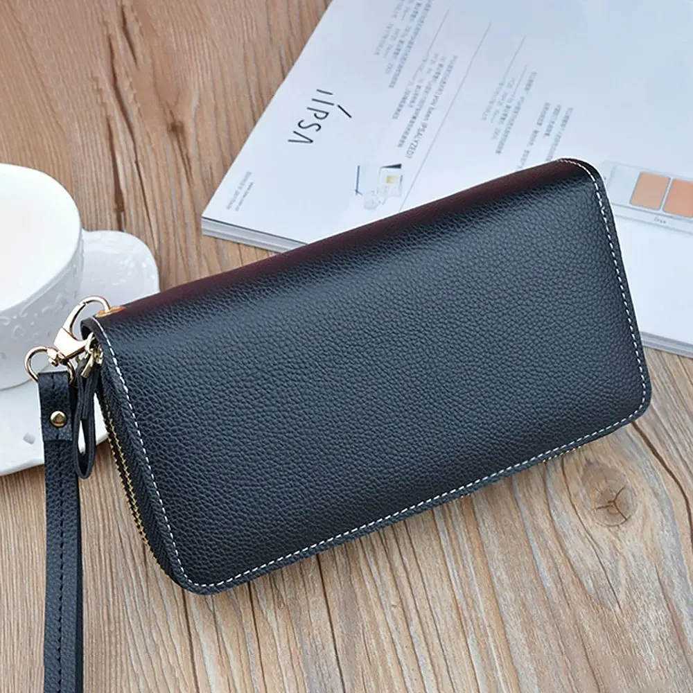 Double Zipper Wallet PU Leather Phone Bag With?Card Holder For?Women