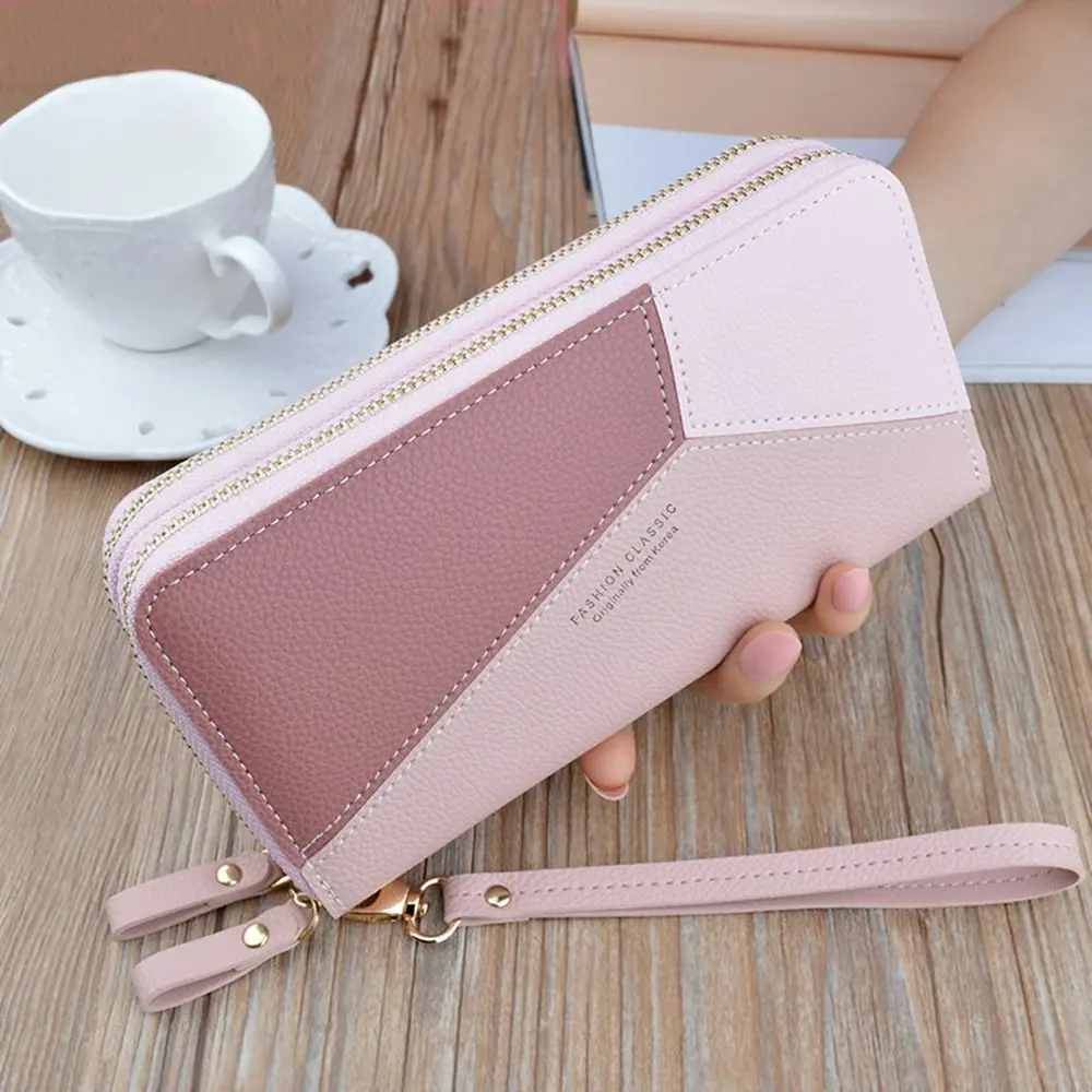 Double Zipper Wallet PU Leather Phone Bag With?Card Holder For?Women