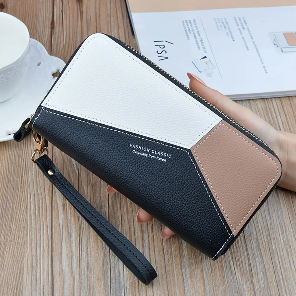 Double Zipper Wallet PU Leather Phone Bag With?Card Holder For?Women