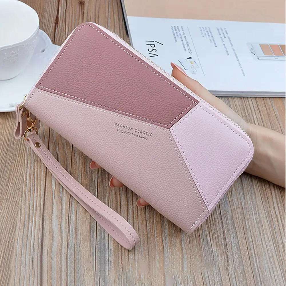 Double Zipper Wallet PU Leather Phone Bag With?Card Holder For?Women