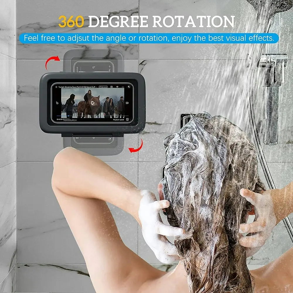 360Waterproof Rotation Shower Phone Holder Wall Mount Shower Phone Case