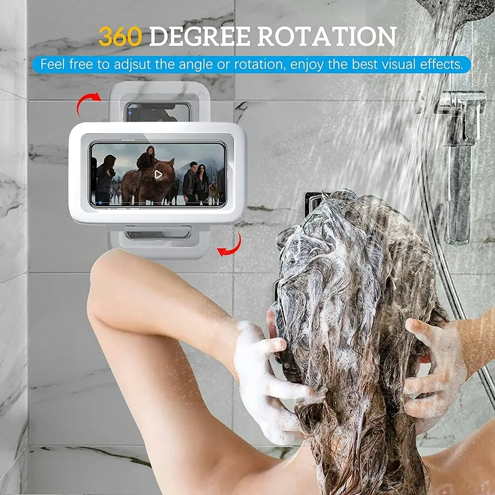 360Waterproof Rotation Shower Phone Holder Wall Mount Shower Phone Case