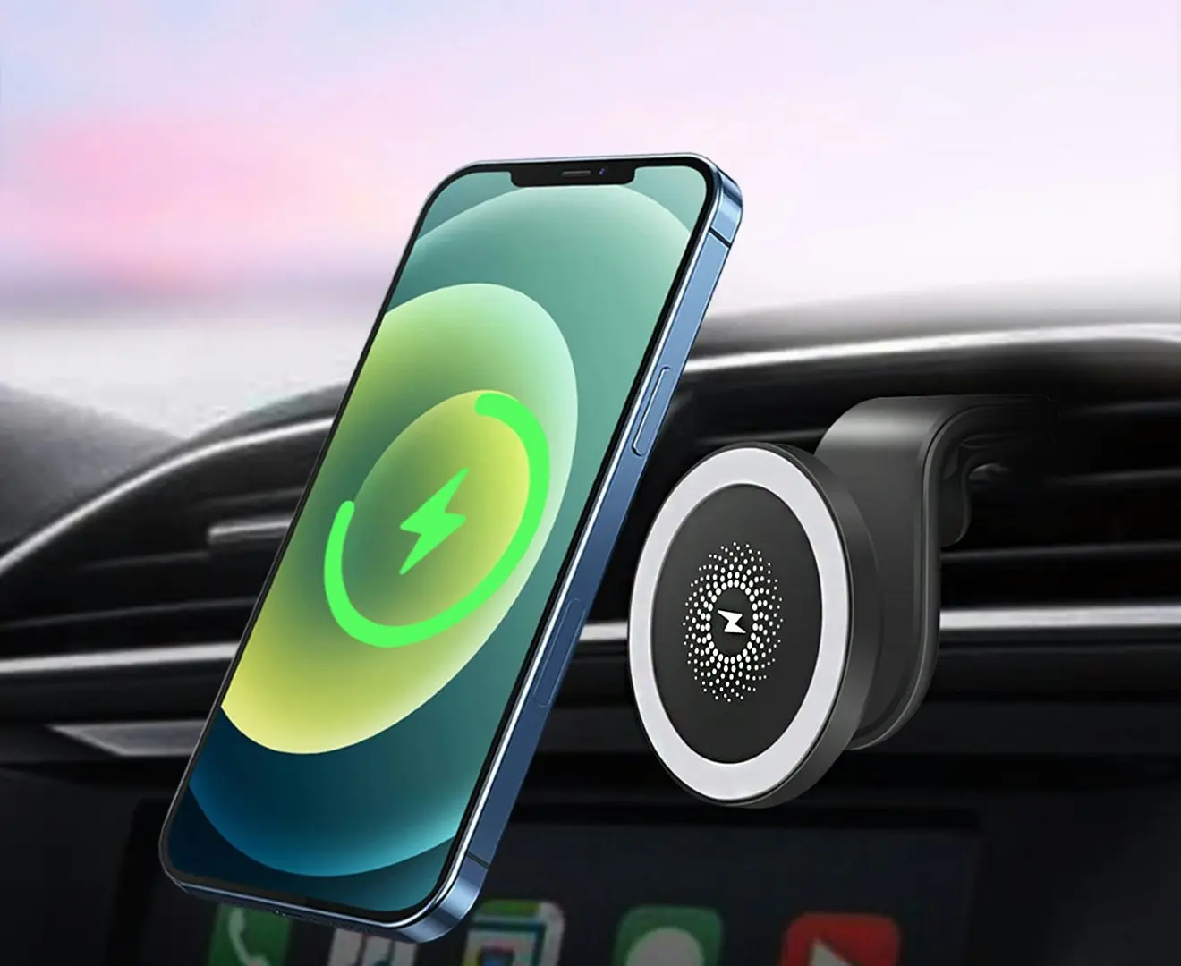 Magnetic 15W Fast Wireless Charger Car Air outlet Phone Holder for iPhone 12