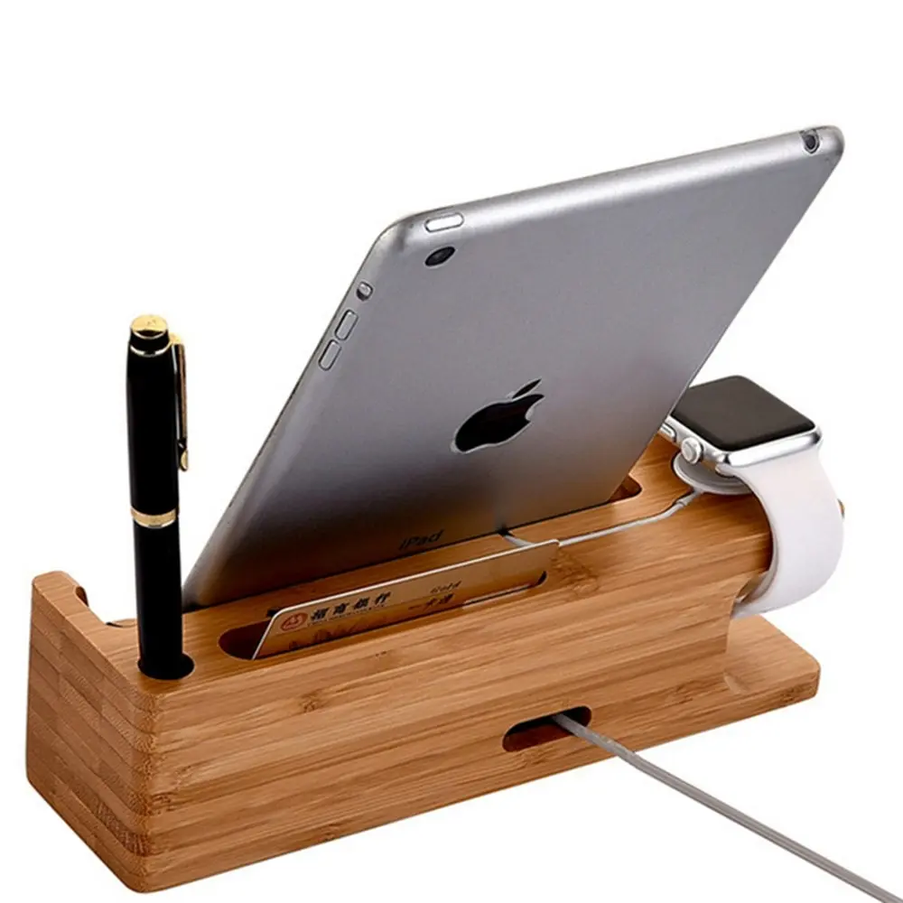 3-in-1 Wooden Charging Dock Station for Iphone and Apple Watch