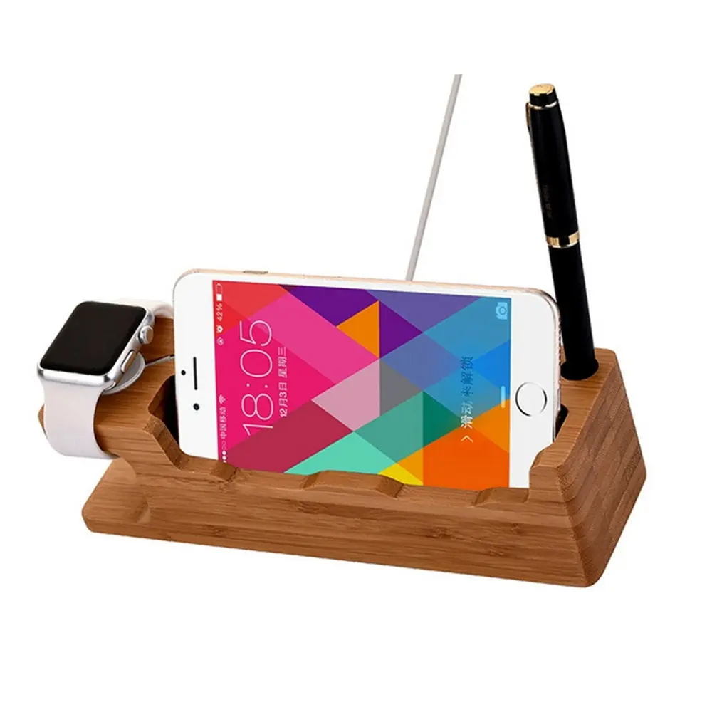 3-in-1 Wooden Charging Dock Station for Iphone and Apple Watch