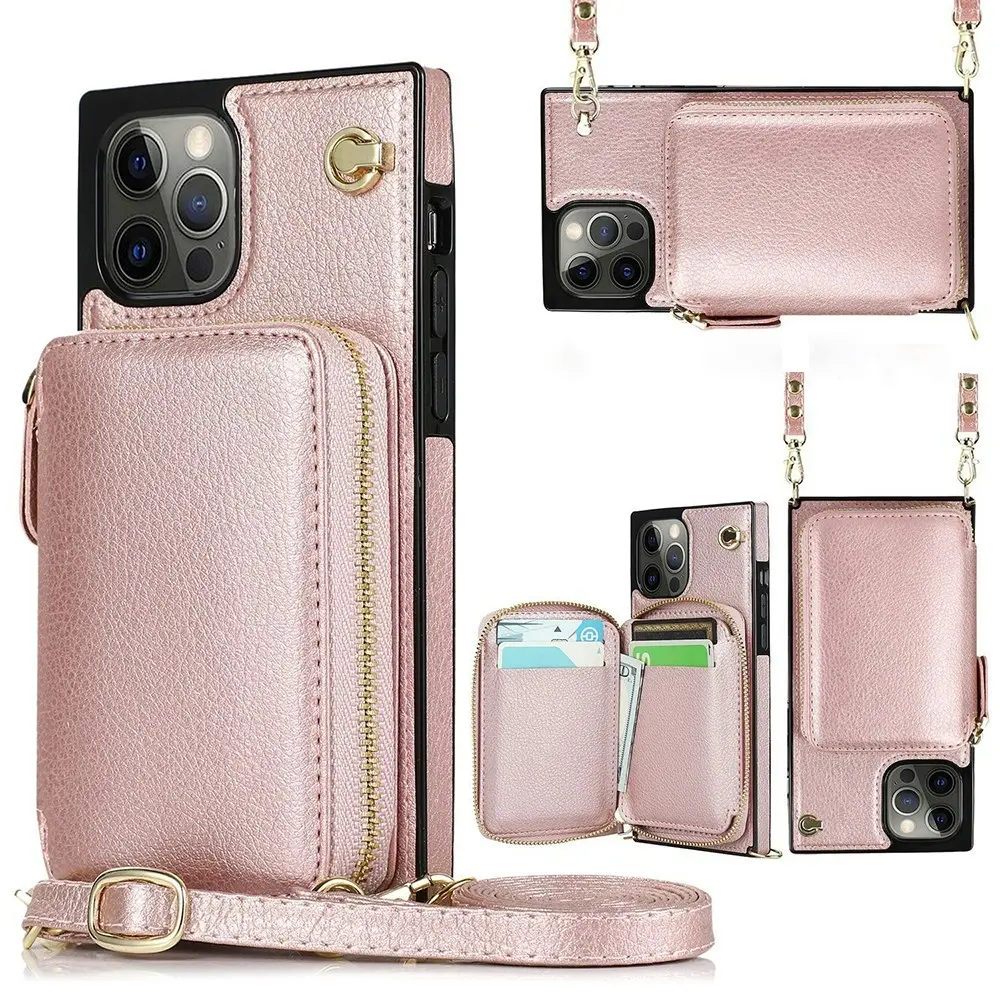 Crossbody Zipper Wallet Phone Case For iPhone 12 Pro max