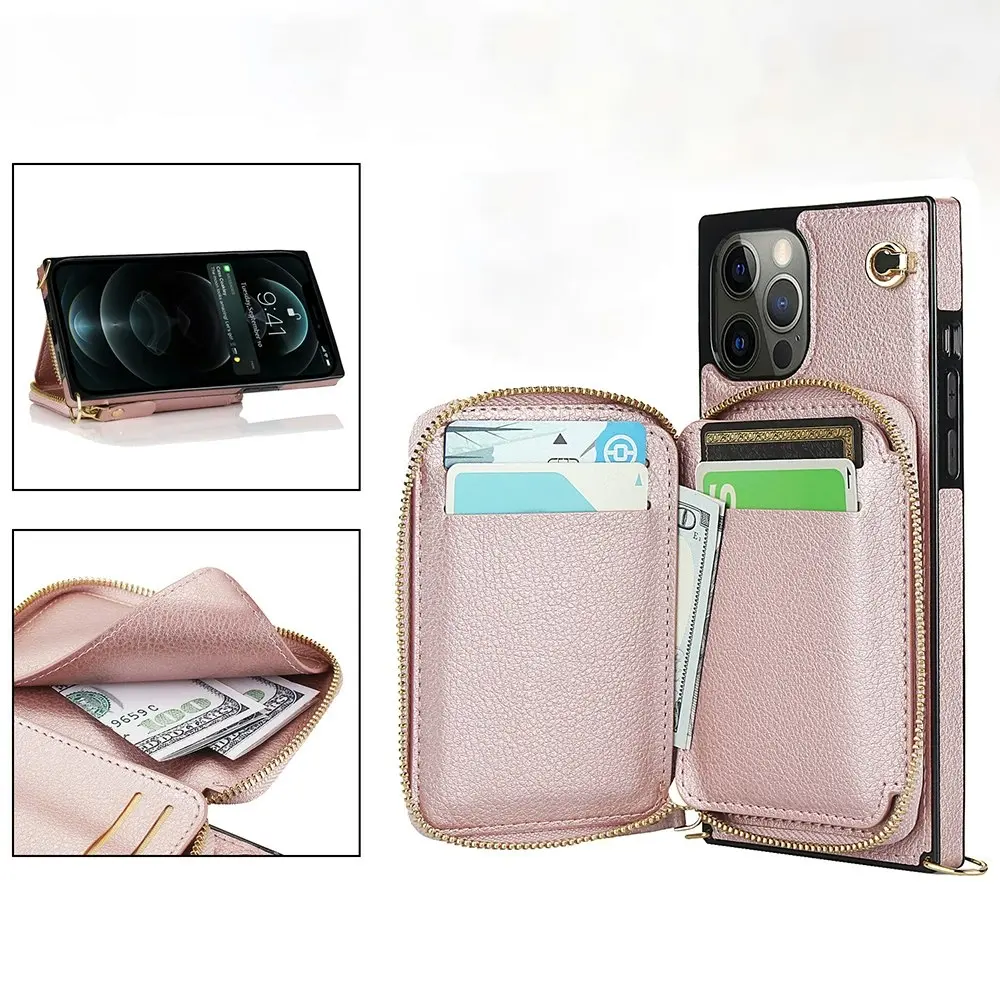 Crossbody Zipper Wallet Phone Case For iPhone 12 Pro max