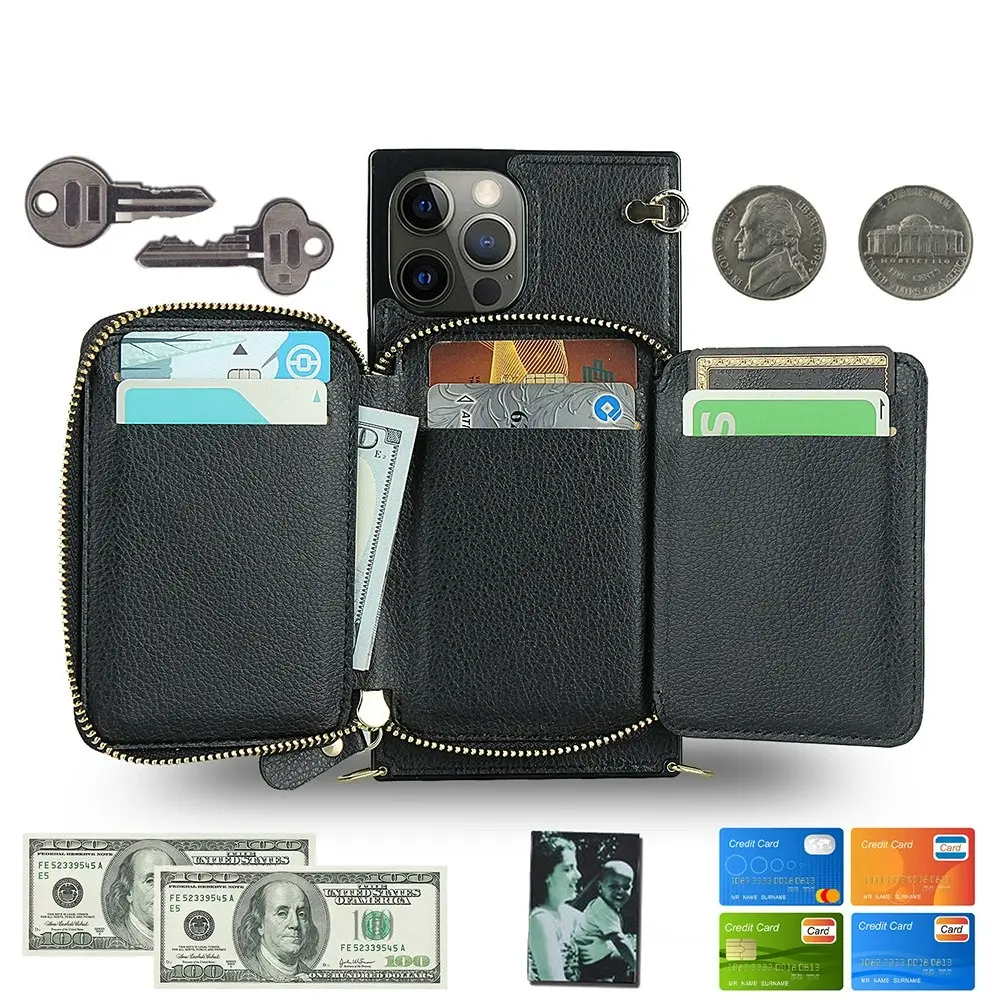 Crossbody Zipper Wallet Phone Case For iPhone 12 Pro max