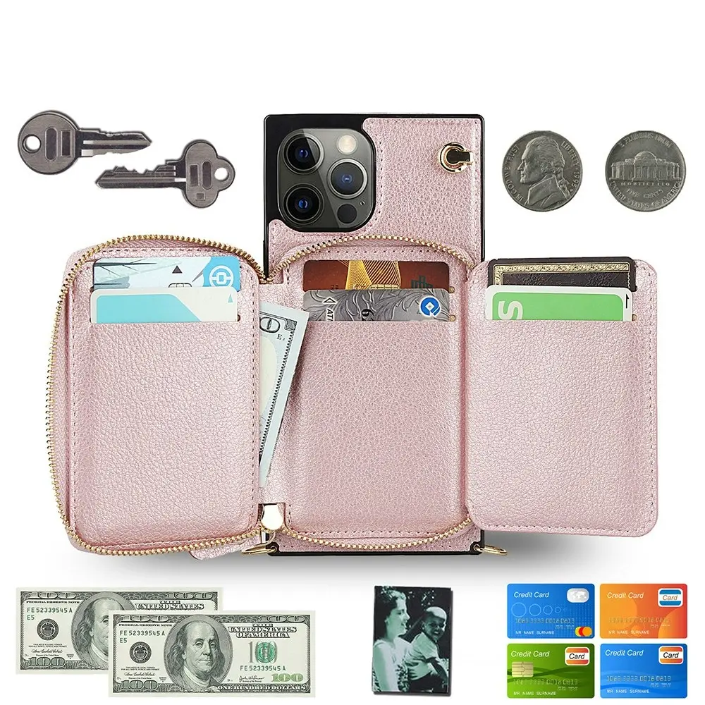 Crossbody Zipper Wallet Phone Case For iPhone 12 Pro max