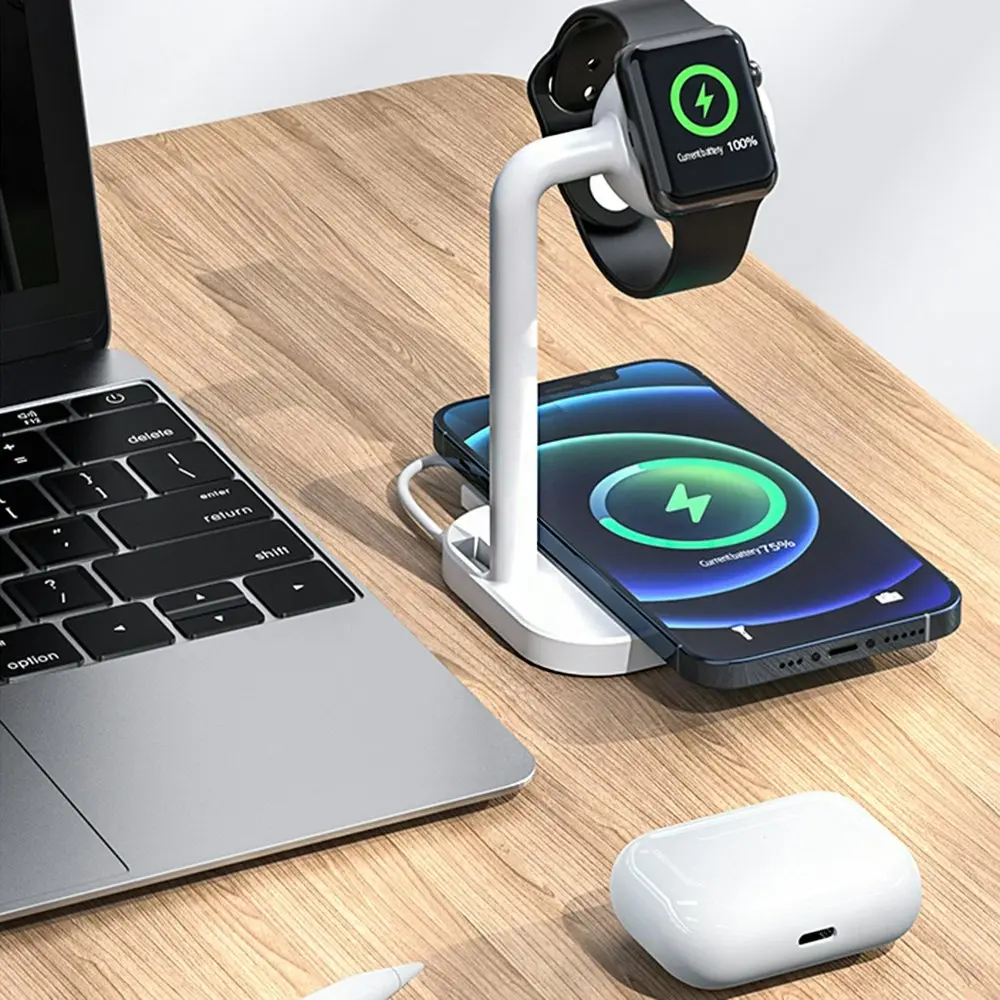 2 in 1 15W Magnetic Wireless Charger Fast Charging Station Dock