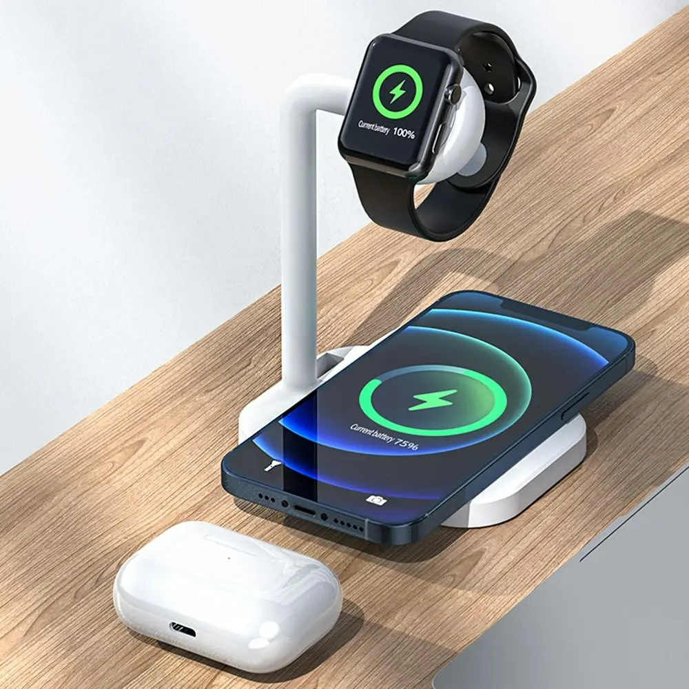 2 in 1 15W Magnetic Wireless Charger Fast Charging Station Dock