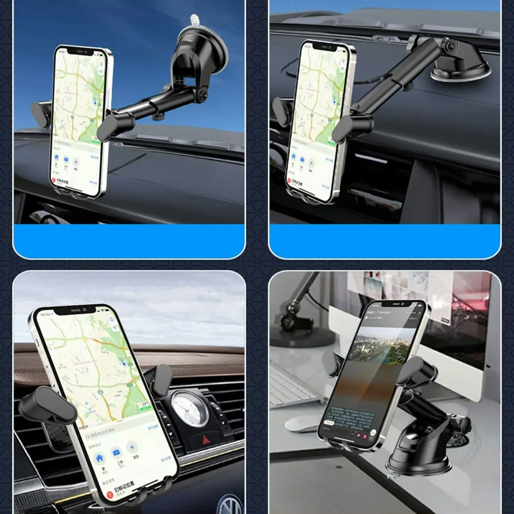 2-in-1 Air Outlet Sucker Car Phone Holder Flexible Mobile Cell Stand