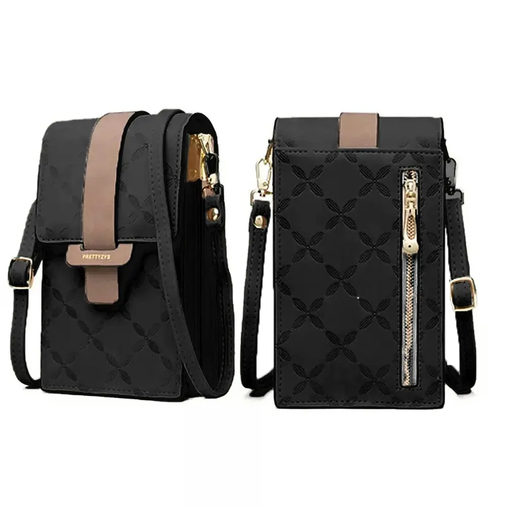 Plaid Print Messenger Bags Woman Crossbody Bags PU Leather Shoulder Phone Bag