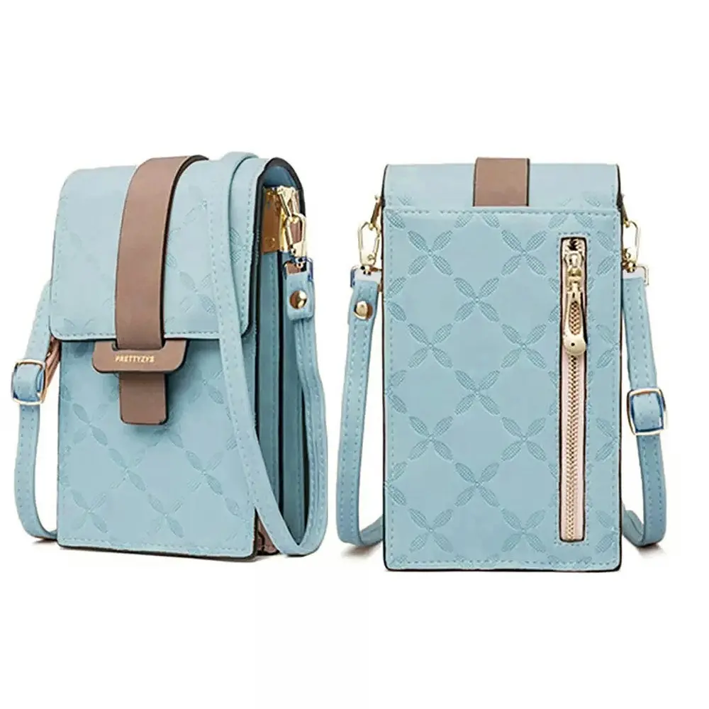 Plaid Print Messenger Bags Woman Crossbody Bags PU Leather Shoulder Phone Bag