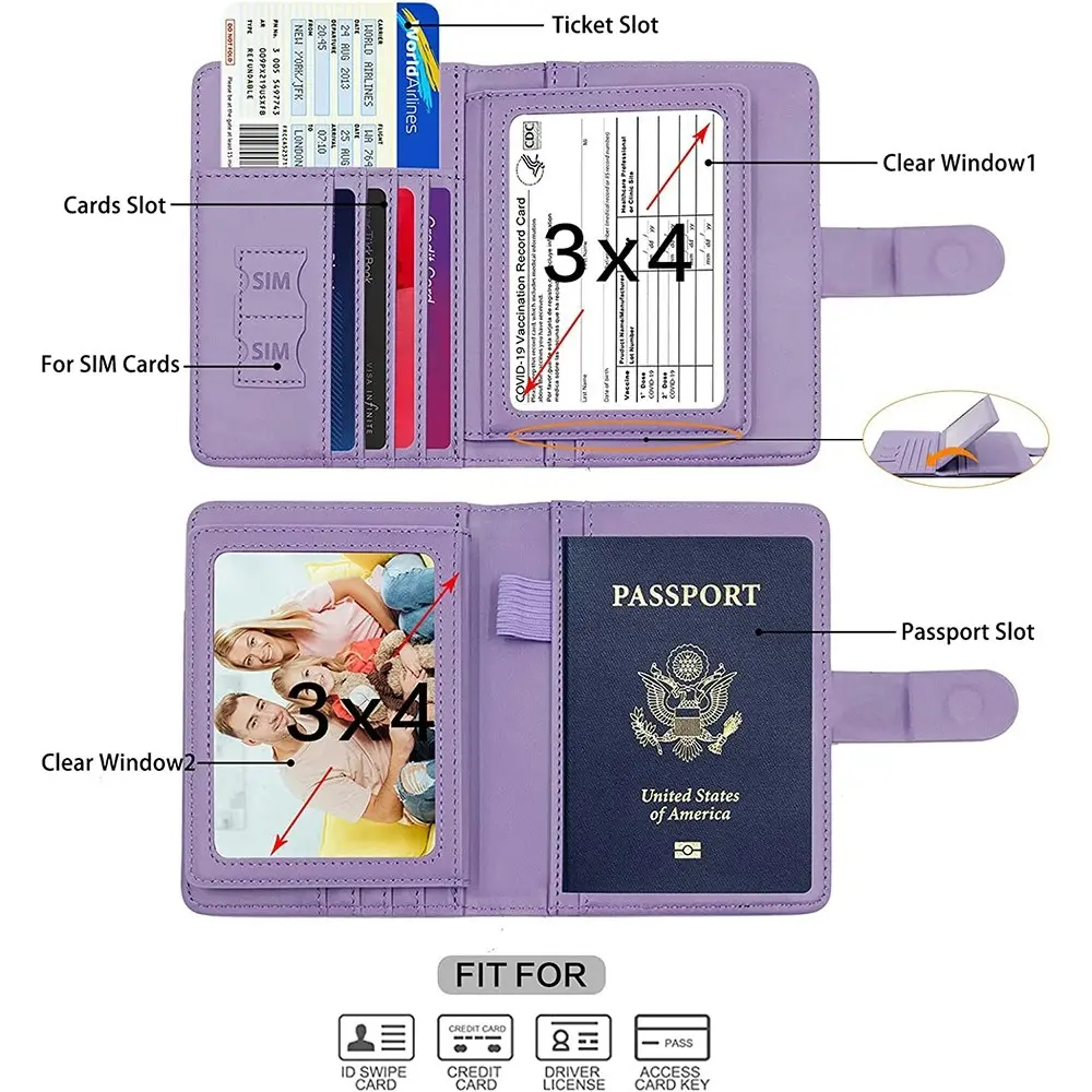 Passport Cover PU Leather Man Women Travel Passport Holder Credit Card Case