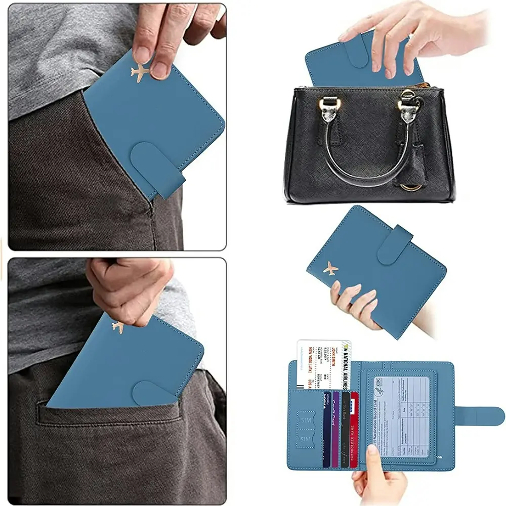 Passport Cover PU Leather Man Women Travel Passport Holder Credit Card Case