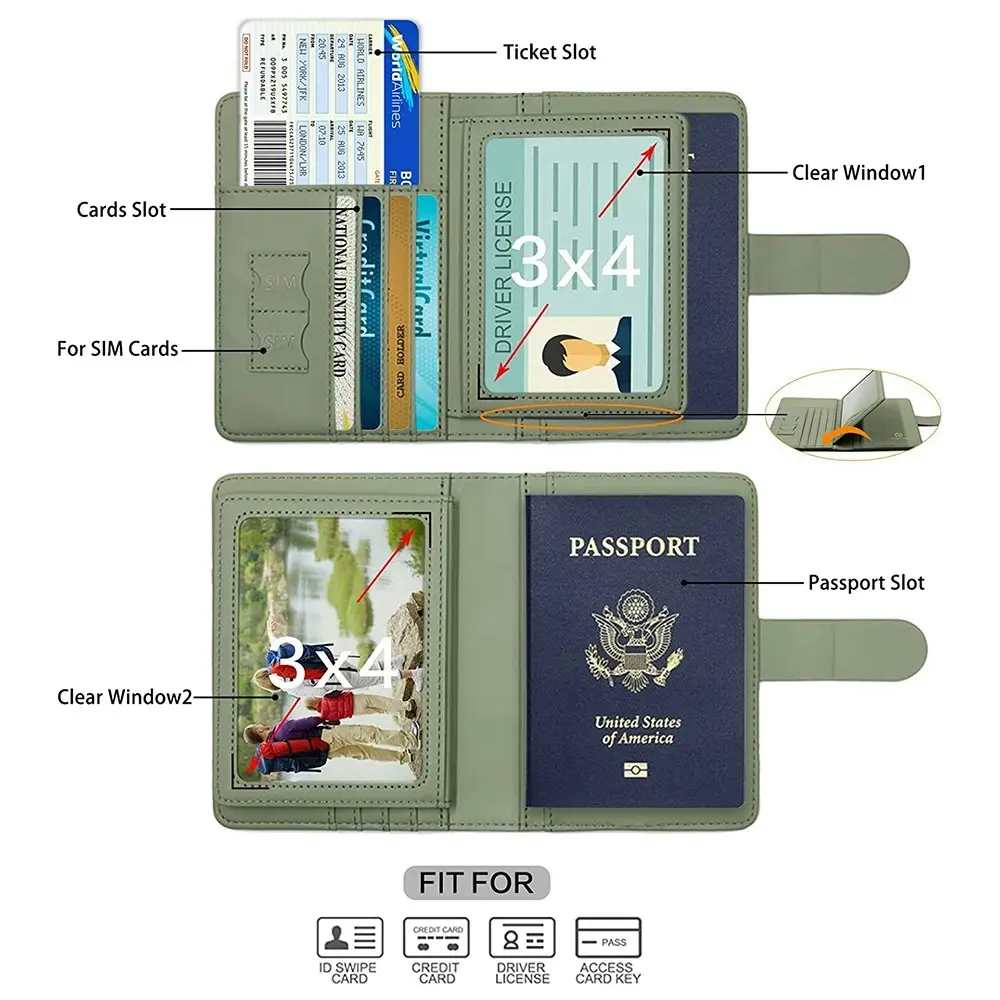 Passport Cover PU Leather Man Women Travel Passport Holder Credit Card Case