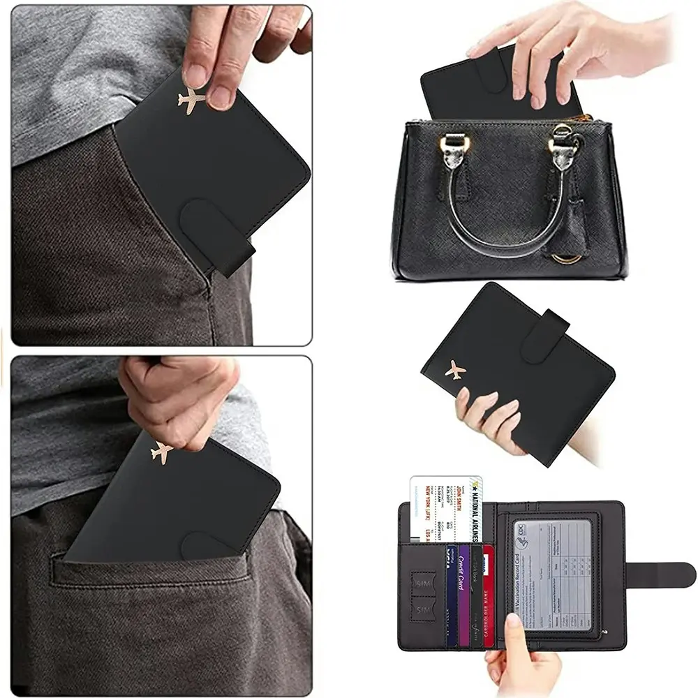 Passport Cover PU Leather Man Women Travel Passport Holder Credit Card Case