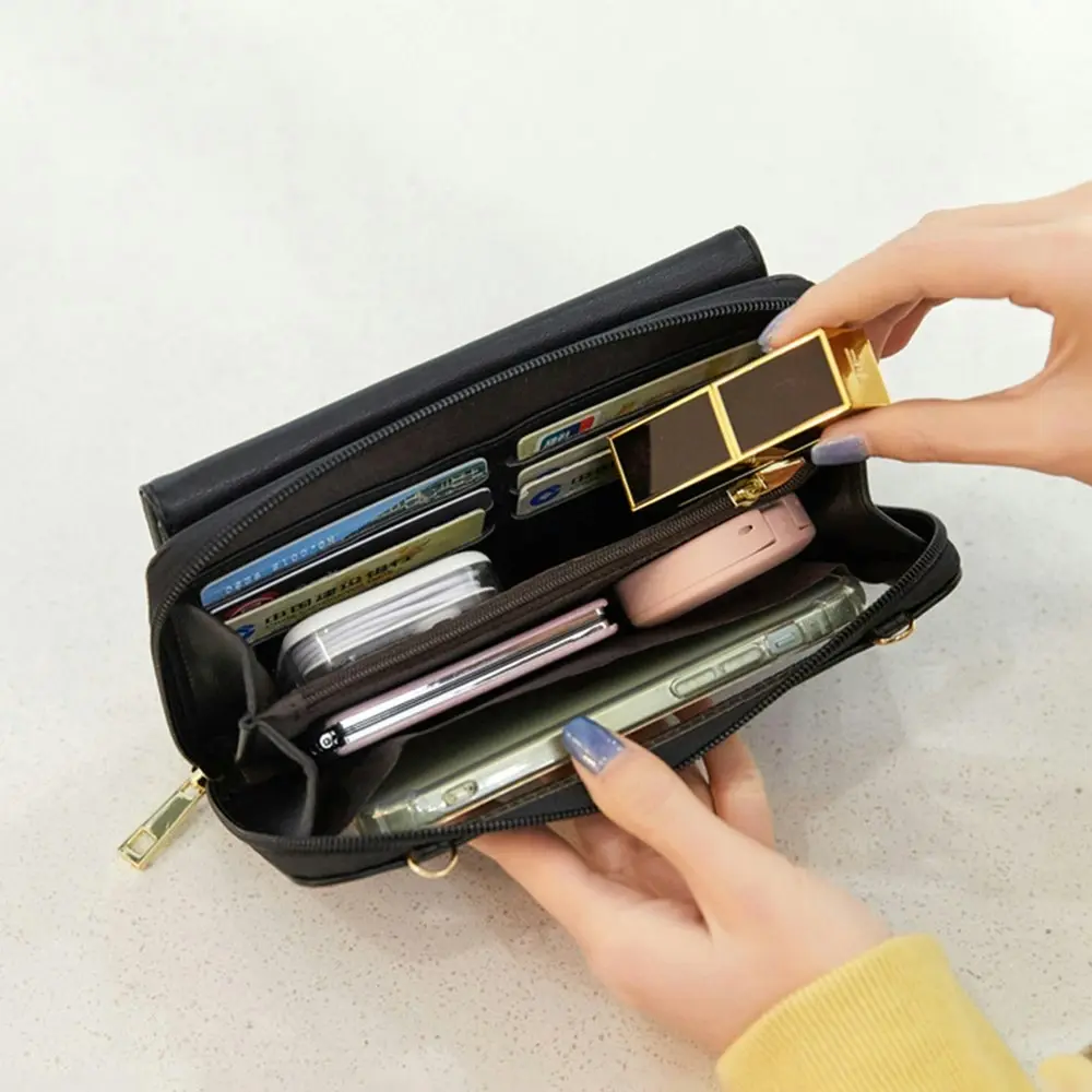 Touch Screen RFID Anti -Theft Brush Function Wallet Shoulder Crossbody Phone Bag