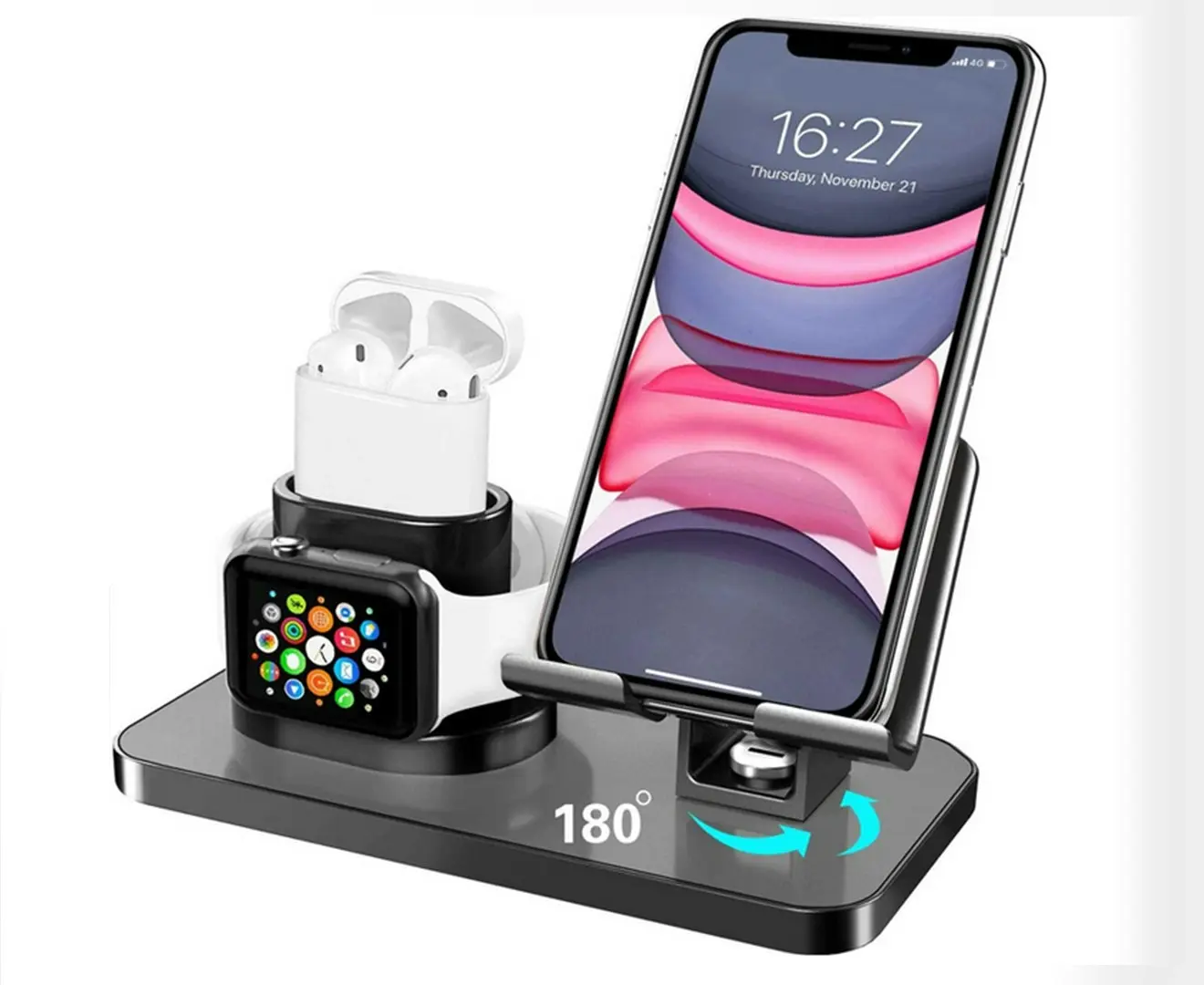 3 in 1 Aluminum Alloy Function Stand for All Apple/iWatch Series/AirPods/iPad