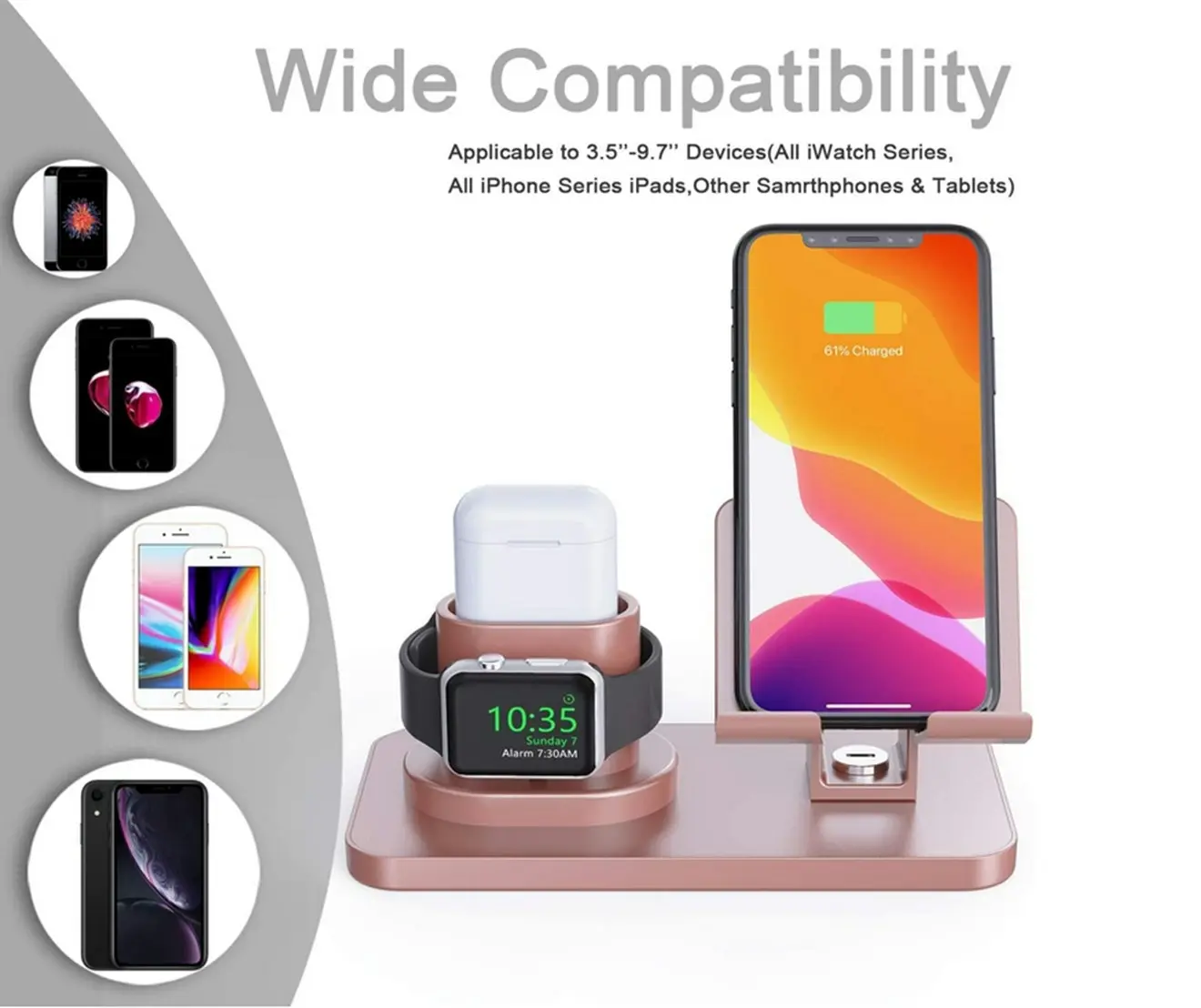 3 in 1 Aluminum Alloy Function Stand for All Apple/iWatch Series/AirPods/iPad