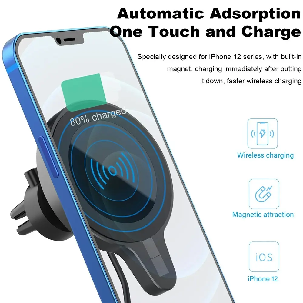 Magnetic 15W Fast Wireless Car Charger for iPhone 12 Series